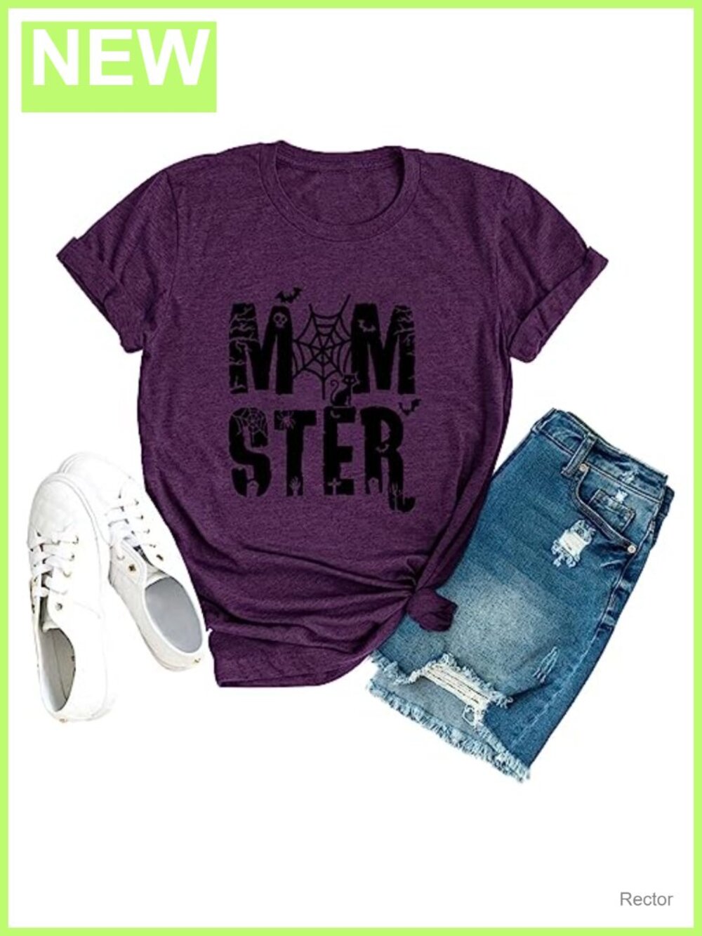 Momster Graphic T-Shirt Women Funny Halloween Letter Print Short Sleeve Tee